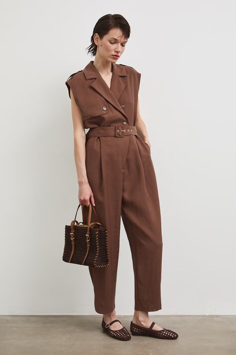 Medicine kombinezon damski z wiskozą brązowy