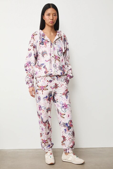 Medicine spodnie dresowe damskie kolor beżowy wzorzyste