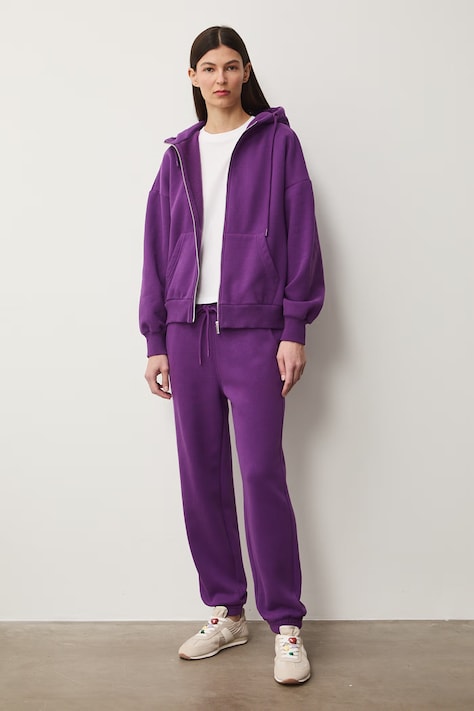 Teplákové nohavice dámske s bavlnou fialové regular waist RS26-SPD052