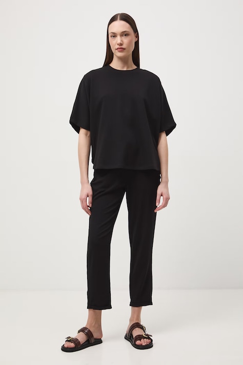 Medicine spodnie chinos damskie z wiskozą czarne regular waist