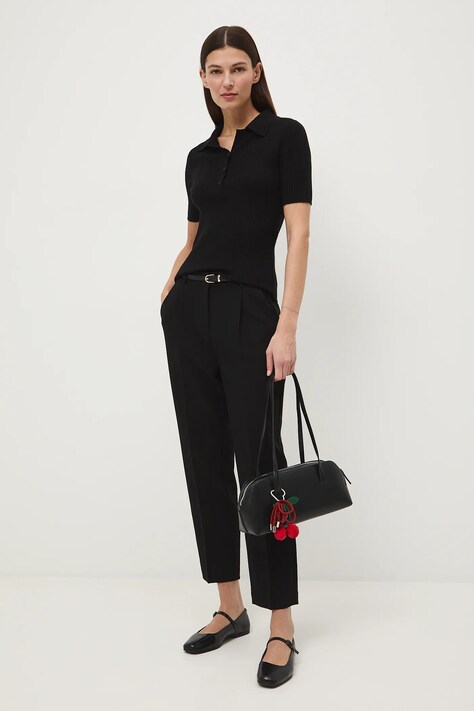 Medicine spodnie damskie kolor czarny fason chinos medium waist