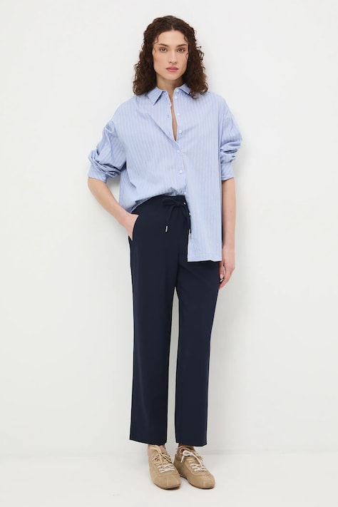 Medicine spodnie damskie kolor granatowy fason chinos medium waist