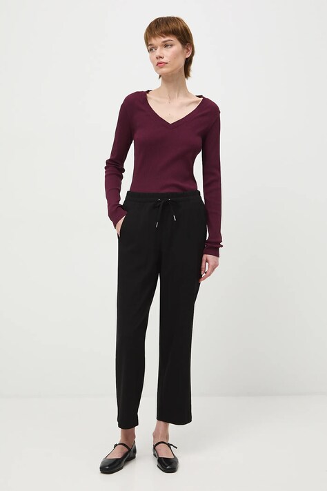 Medicine spodnie damskie kolor czarny fason chinos medium waist