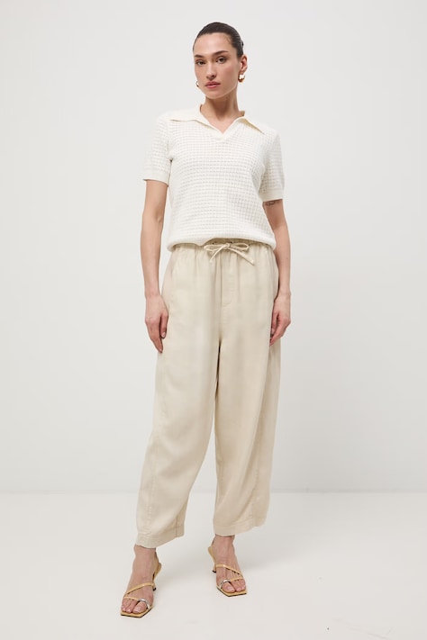 Medicine spodnie damskie kolor beżowy szerokie high waist