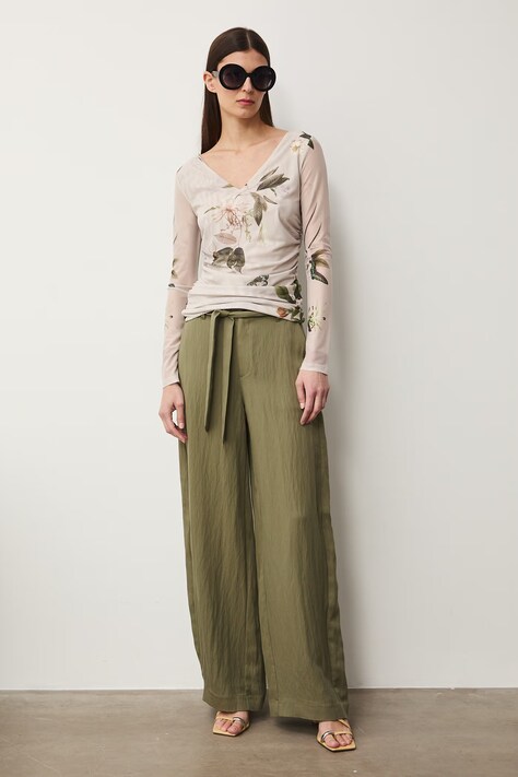 Medicine spodnie wide leg damskie zielone regular waist