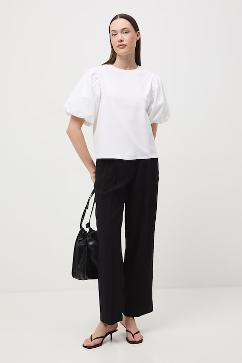 Spodnie wide leg damskie z wiskozą czarne high waist RS26-SPD601