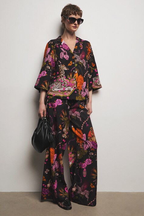 Medicine spodnie wide leg damskie z lyocellem czarne high waist