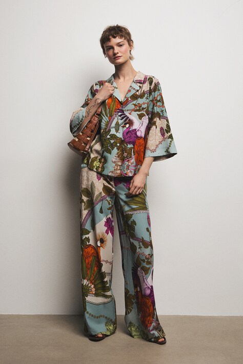 Medicine spodnie wide leg damskie z lyocellem multicolor high waist