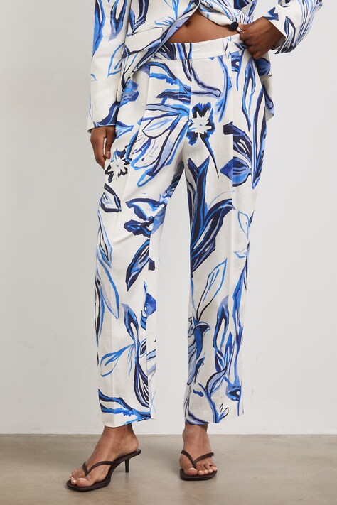 Medicine spodnie chinos damskie z lnem beżowe regular waist