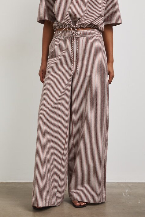 Medicine spodnie wide leg damskie bawełniane brązowa high waist