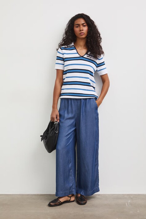 Medicine spodnie culottes damskie z lyocellu granatowe regular waist