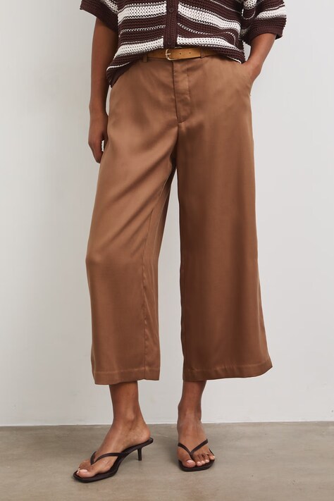 Medicine spodnie culottes damskie z lyocellu żółte high waist