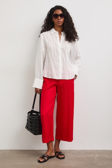 Medicine spodnie culottes damskie z lyocellu czerwone high waist