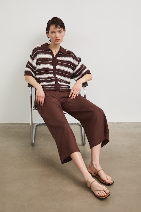 Medicine spodnie culottes damskie z lyocellu brązowe high waist