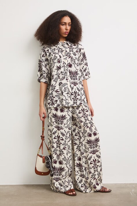 Medicine spodnie wide leg damskie z wiskozą beżowe regular waist