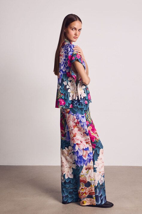 Medicine spodnie wide leg damskie z wiskozą multicolor high waist