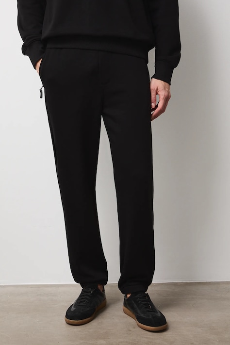 Spodnie dresowe męskie jogger gładkie kolor czarny RS26-SPM011