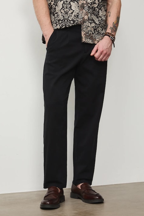 Spodnie bawełniane męskie z elastanem gładkie kolor czarny RS26-SPM302
