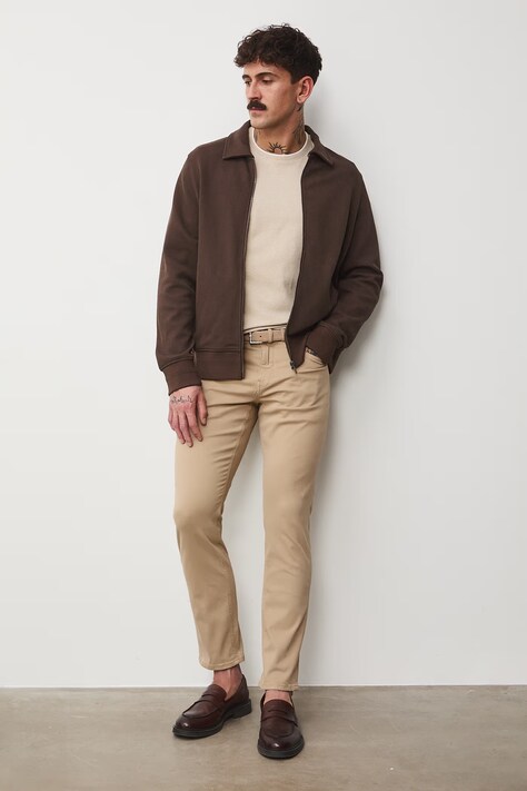 Medicine spodnie slim fit męskie bawełniane z elastanem beżowe regular waist