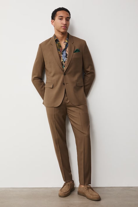 Medicine spodnie chinos męskie wełniane brązowe regular waist