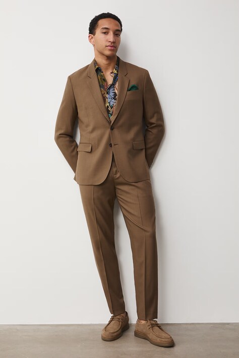 Medicine pantaloni chinos da uomo in lana marrone regular waist