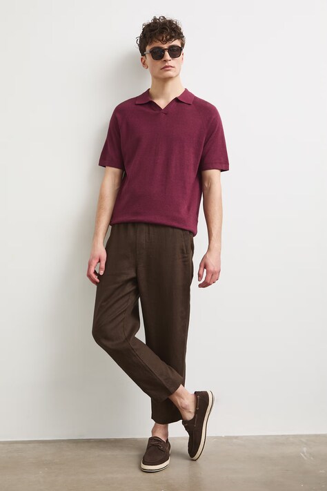 Medicine spodnie chinos męskie lniane brązowe