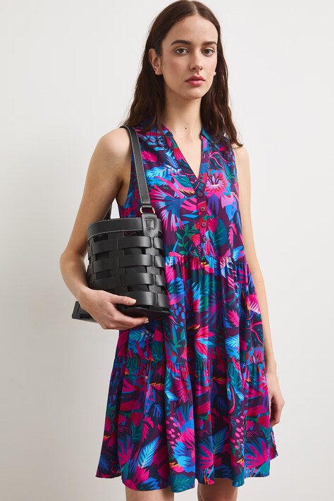 Sukienka rozkloszowana z wiskozy multicolor RS26-SUD093