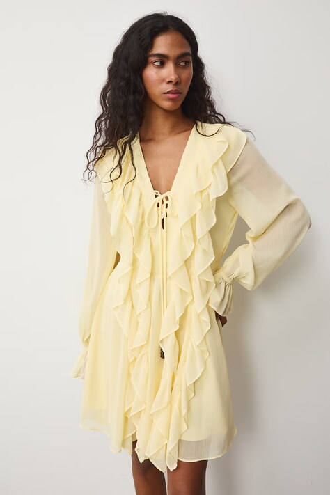 Sukienka z falbankami żółta RS26-SUD501