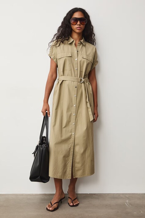 Medicine sukienka koszulowa beżowa gładka