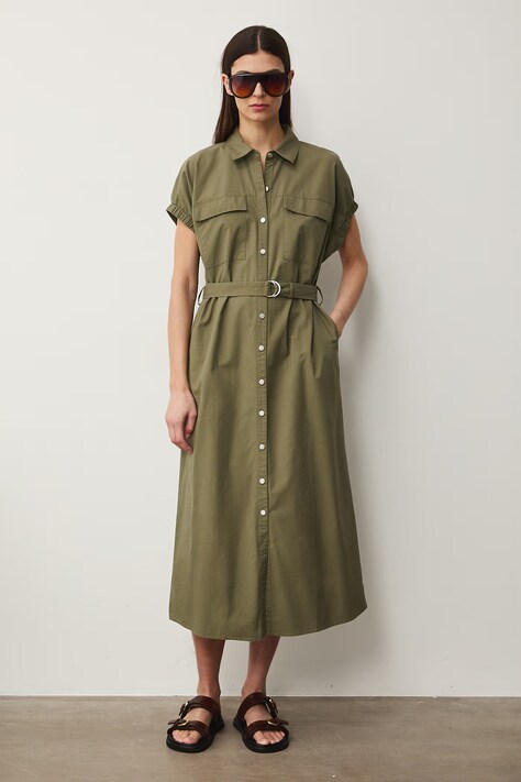 Medicine srajčna obleka zelena enobarvna