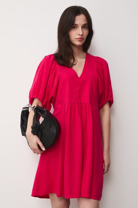 Sukienka oversize z lnem różowa RS26-SUD700