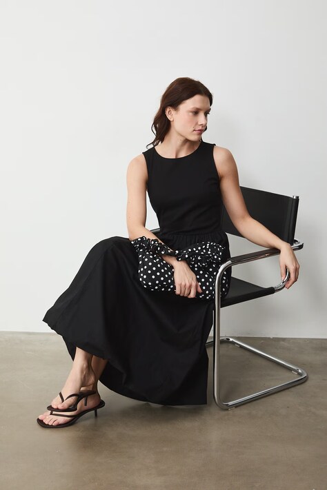 Medicine sukienka bombka bawełniana czarna gładka