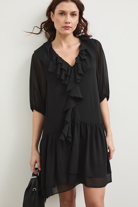 Sukienka z falbankami czarna RS26-SUD800