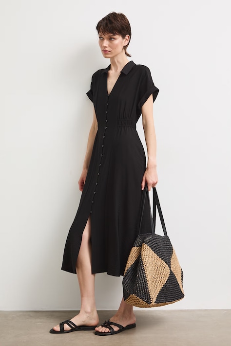 Medicine sukienka rozkloszowana z wiskozą czarna gładka