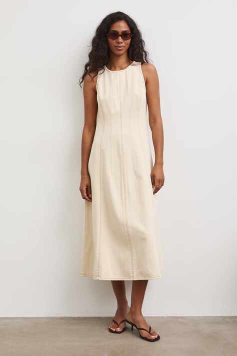 Rozšířené šaty džínové béžové RS26-SUD806