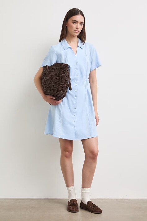 Medicine sukienka letnia z lnem niebieska