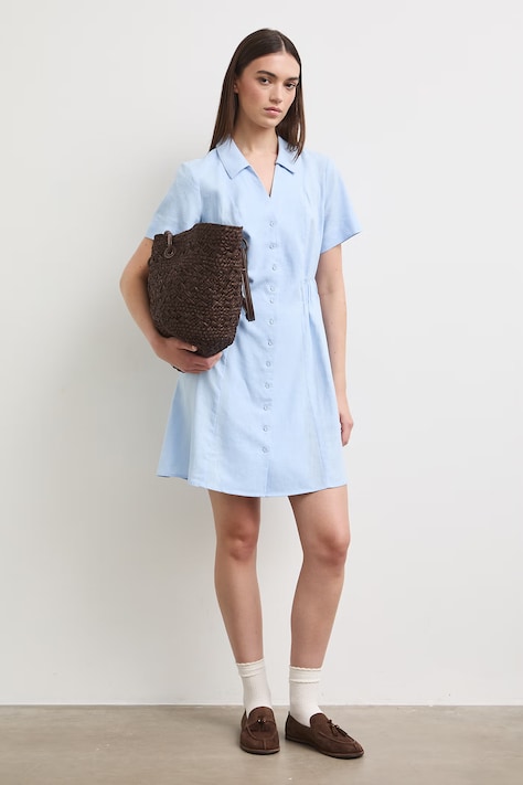 Sukienka letnia z lnem niebieska RS26-SUD903