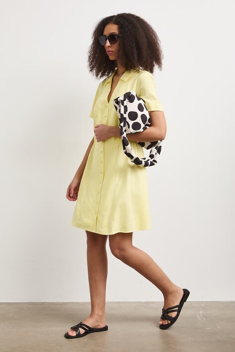 Medicine sukienka letnia z lnem żółta