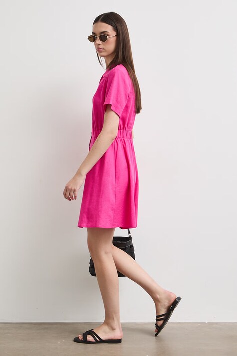 Medicine sukienka letnia z lnem różowa