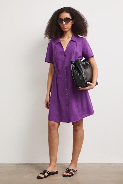 Sukienka letnia z lnem fioletowa RS26-SUD903