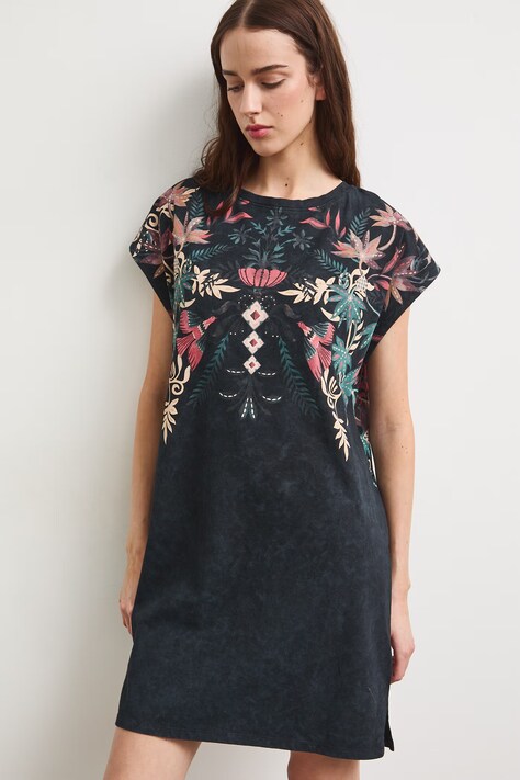 Medicine sukienka bawełniana szara z motywem zwierzęcym