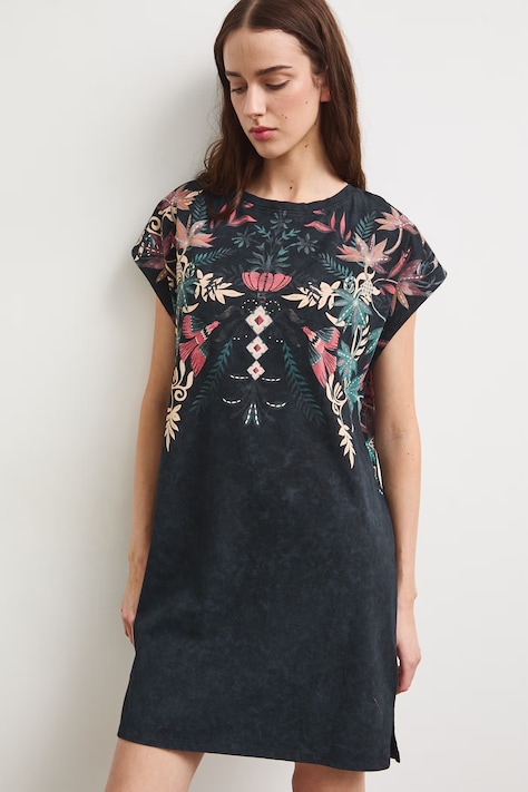 Medicine sukienka bawełniana szara z motywem zwierzęcym