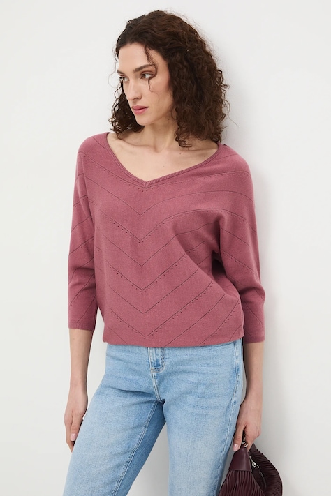 Sweter damski ażurowy różowy RS26-SWD041