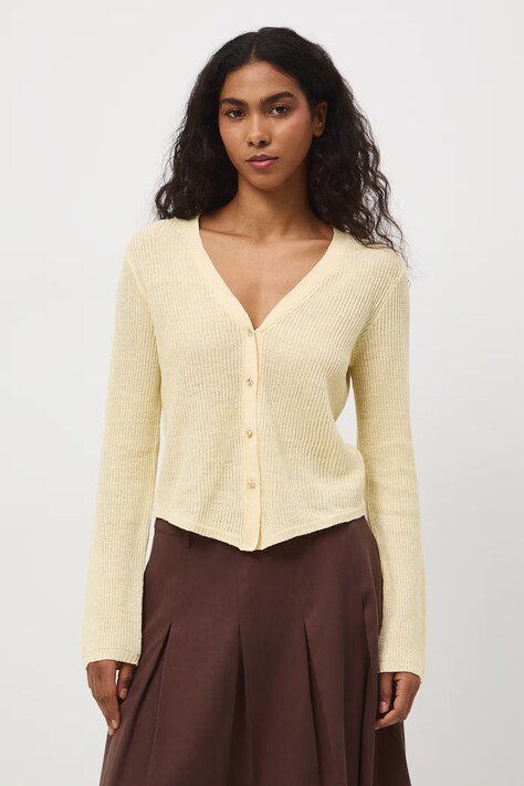 Medicine kardigan damski lniany żółty
