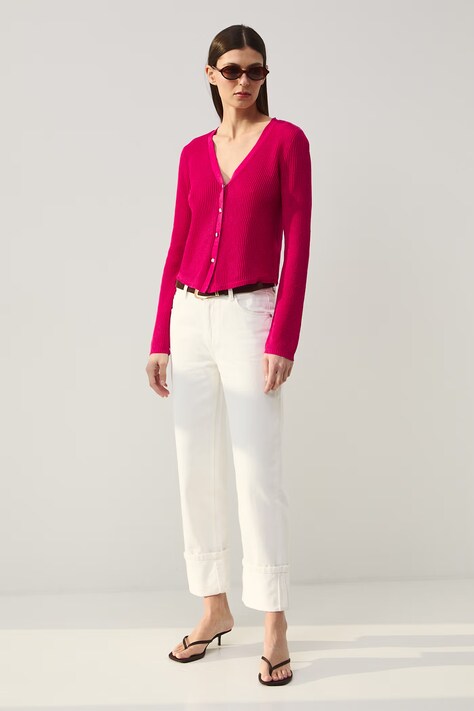 Medicine kardigan damski lniany różowy