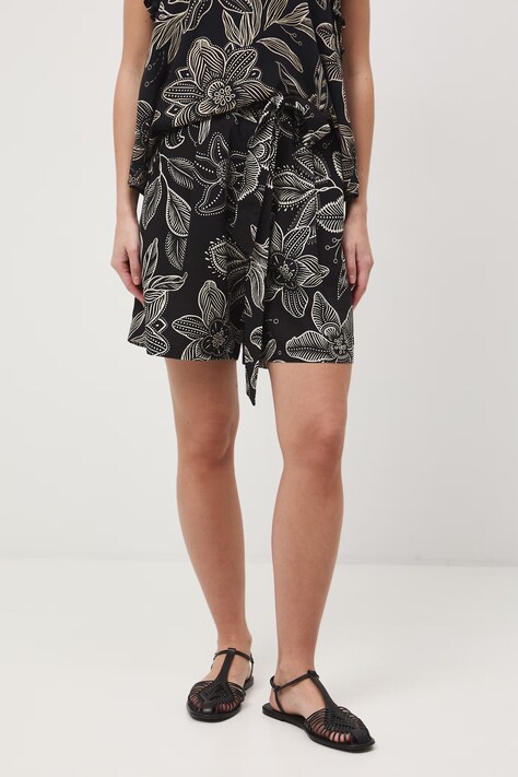 Medicine szorty damskie z domieszką lnu czarne regular waist