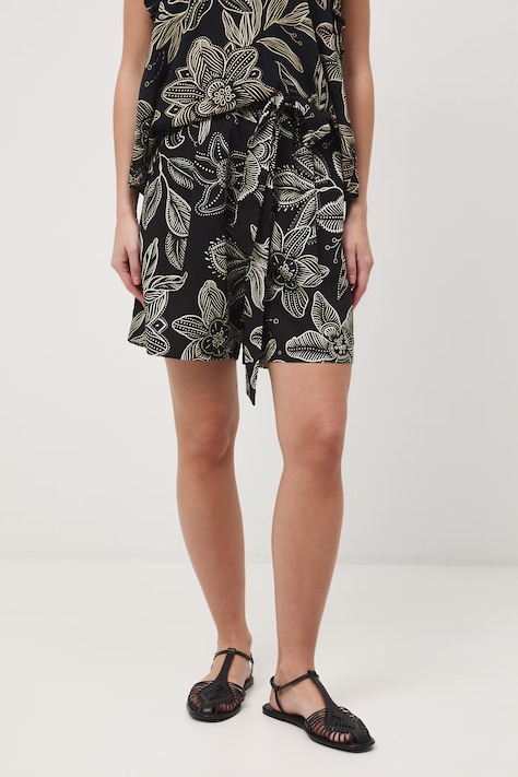 Szorty damskie z domieszką lnu czarne RS26-SZD070