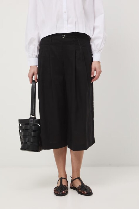 Medicine szorty damskie lniane czarne regular waist