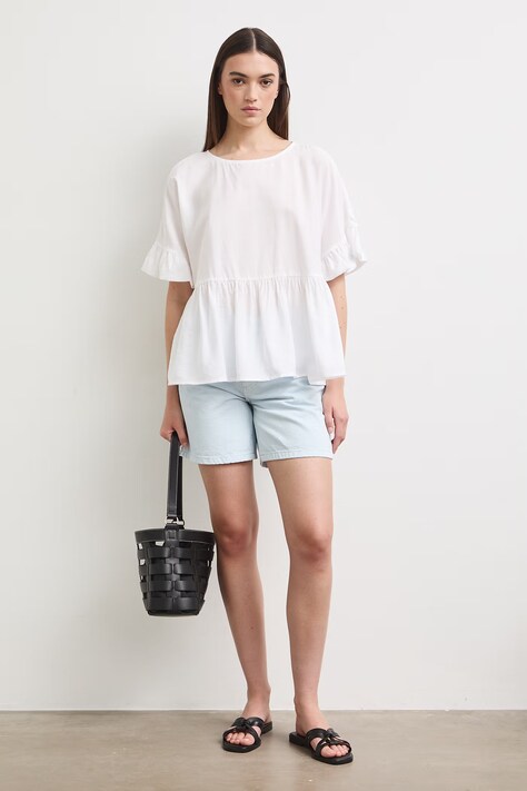 Medicine szorty damskie bawełniane niebieskie high waist