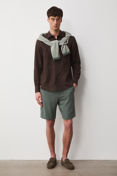 Medicine szorty chino męskie z lnem regular waist